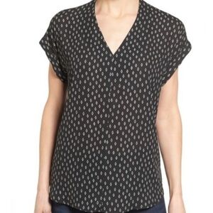 Pleione‎ V-neck Geometric Hi-low blouse Size XL